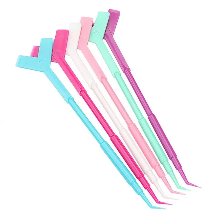 10Pcs 2 Way Plastic Eyelash Perming Stick Tool Lashes Extension Hot Glue Spoon Y Shape Comb Brush Lash Lifting Curler Applicator
