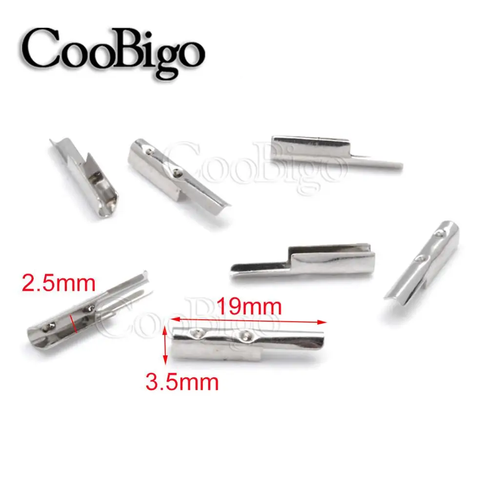 2.5mm Rope Cord Lock Ends Stopper Clip Metal Silver Paper Bag Hand Lanyard Webbing Ribbon DIY Garment Sewing Craft Accessories