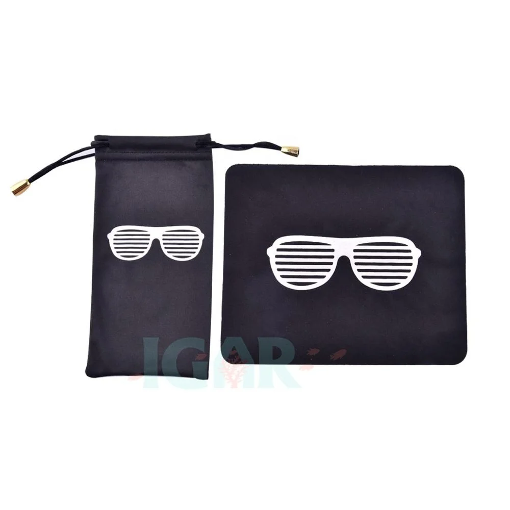 Black Microfiber Sunglasses Glasses & Cell Phone Gadgets Accessories Sleeve Bag Pouch with Drawstring Closure for Cleaning