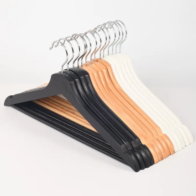Custom Branded Stylish Luxury Wood Natural Color Suit Hangers coat hangers