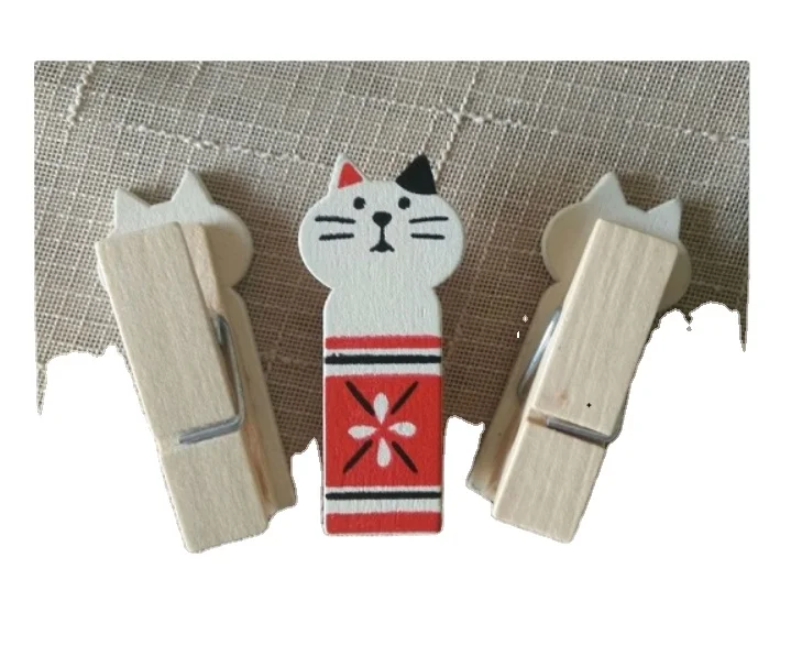 wholesale wood clothespins wood mini cat memo paper clips