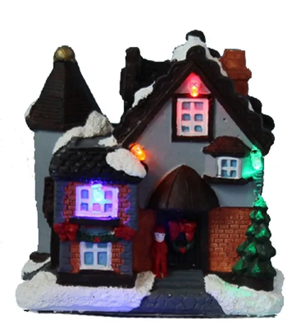 
Creative Christmas ornaments resin Church of Nativity small house decoration creative European LED electronic music crafts 