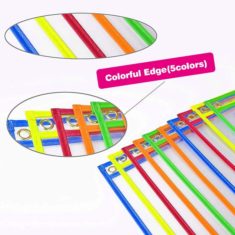  2021 New Design Hot Sale Assorted Colors Student 30 Pack Reusable Dry Erase Pockets 10x14 For