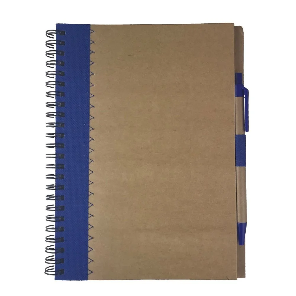 Recycled Paper Notebook with Side Spiral Binding and Paper Ball Pen NB010 Promotional Gifts Envi A5 Recycled Paper Notebook