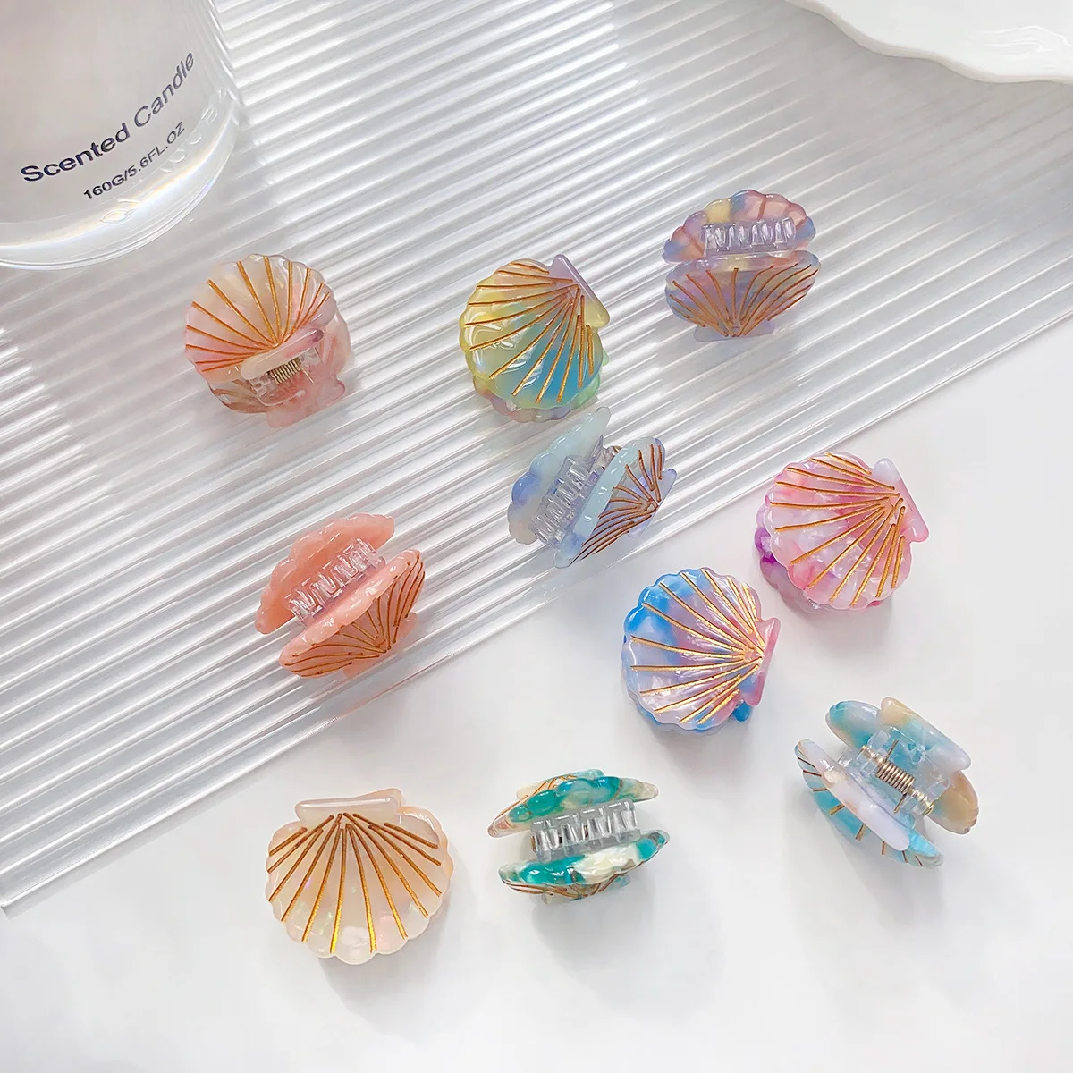 2.5cm women girls kids hair accessories small cute cellulose acetate ocean seashell hair claws clip mini sea shell hair claw