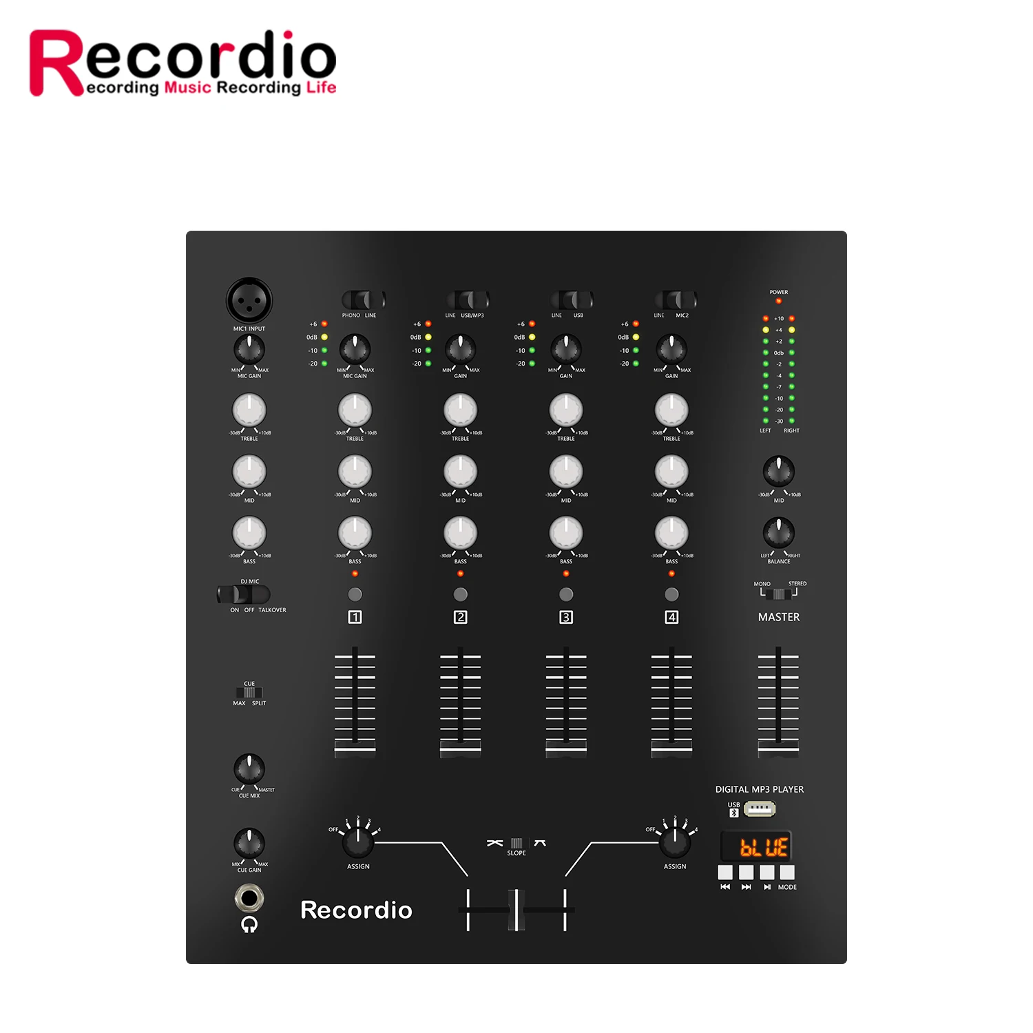 GAX-DM6 usb-микшер 6-канальный микшер контроллер BT DJ стерео-микшер цифровая система микширования звука Управление скоростью с 3 диапазонами экв