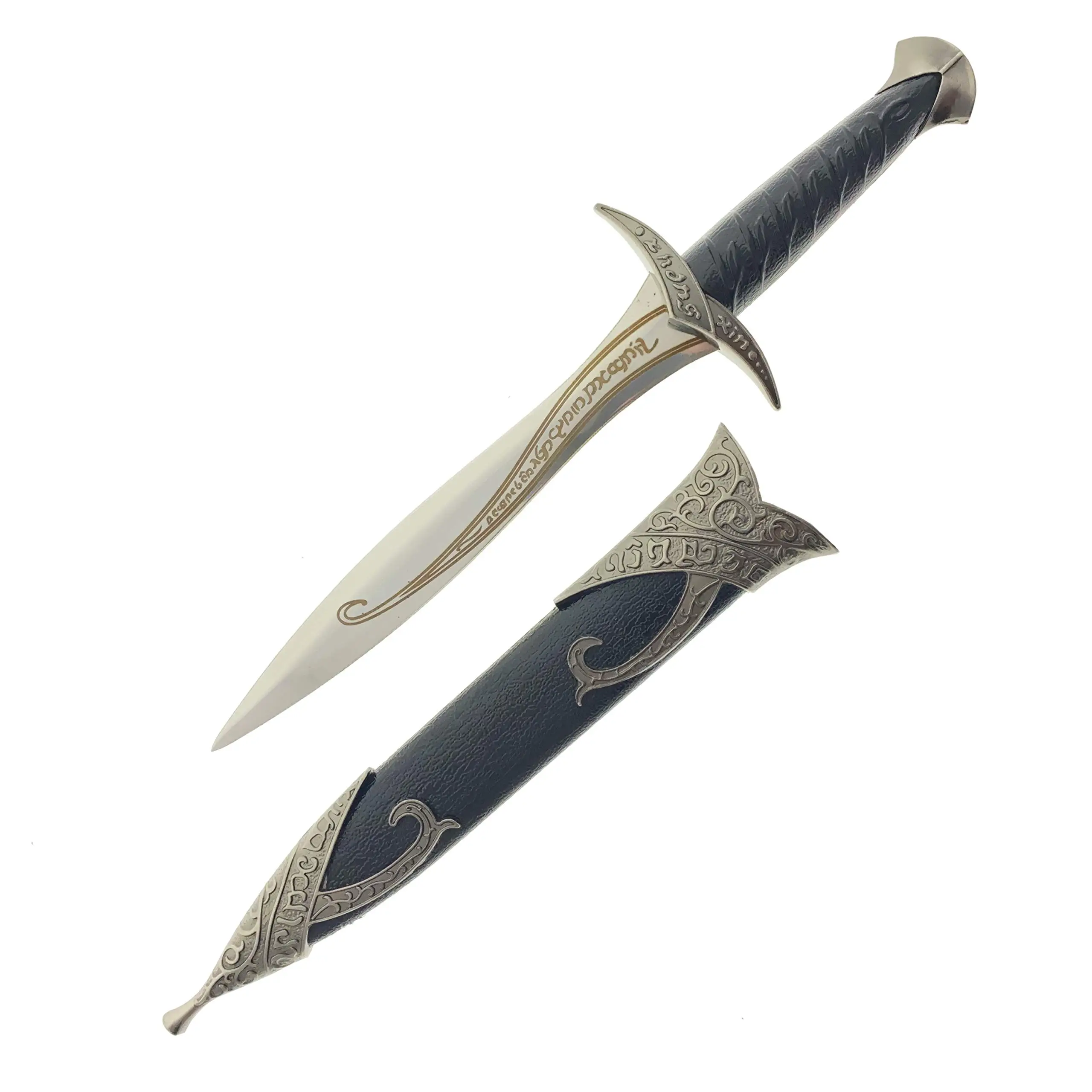 Fantasy Medieval Elvish Dagger.  For Collection, Gift or Cosplay Renaissance Characters A Fair,Stainless Steel (Black)