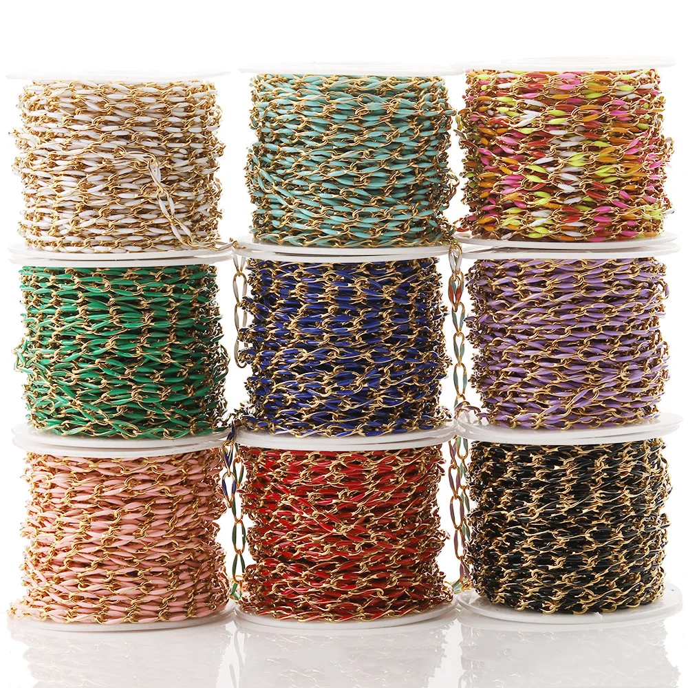 Fashion Twist Chain DIY Necklace Roll Jewelry Making Colored Enamel Body Chain Jewelry Stainless Steel