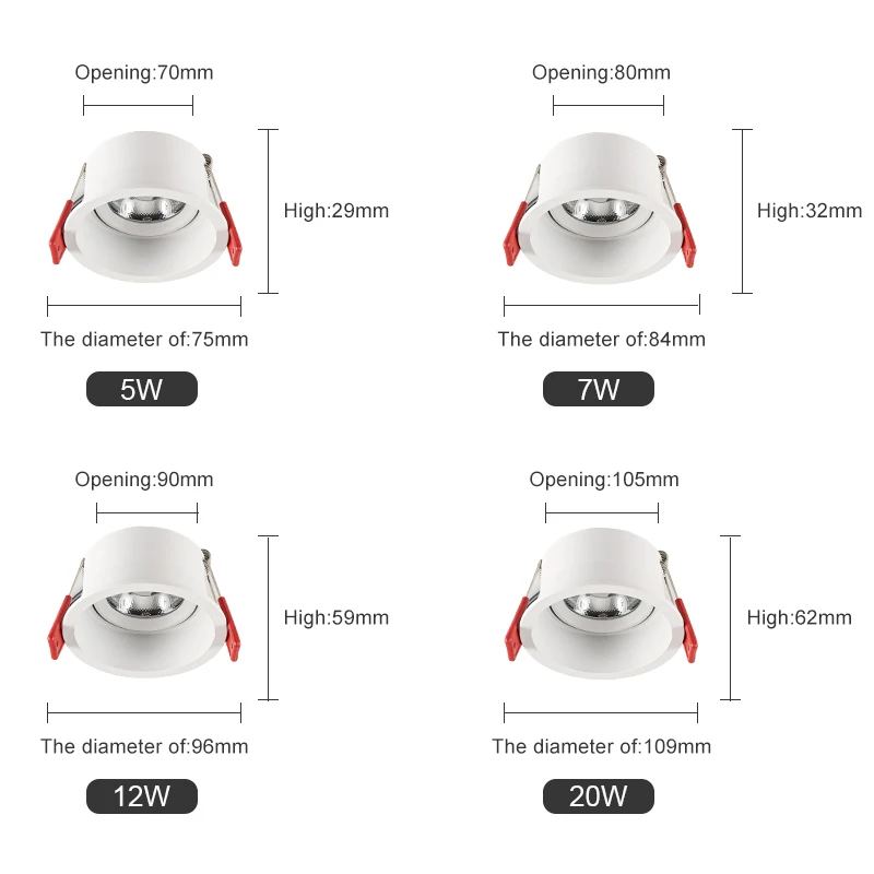 Anti glare narrow edge lamp LED embedded adjustable narrow frame deep anti glare spotlight