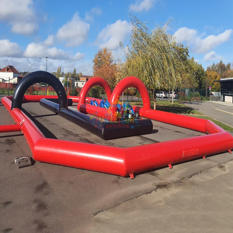 Outdoor carnival party portable air sports arena kart racing inflatable race track for sale