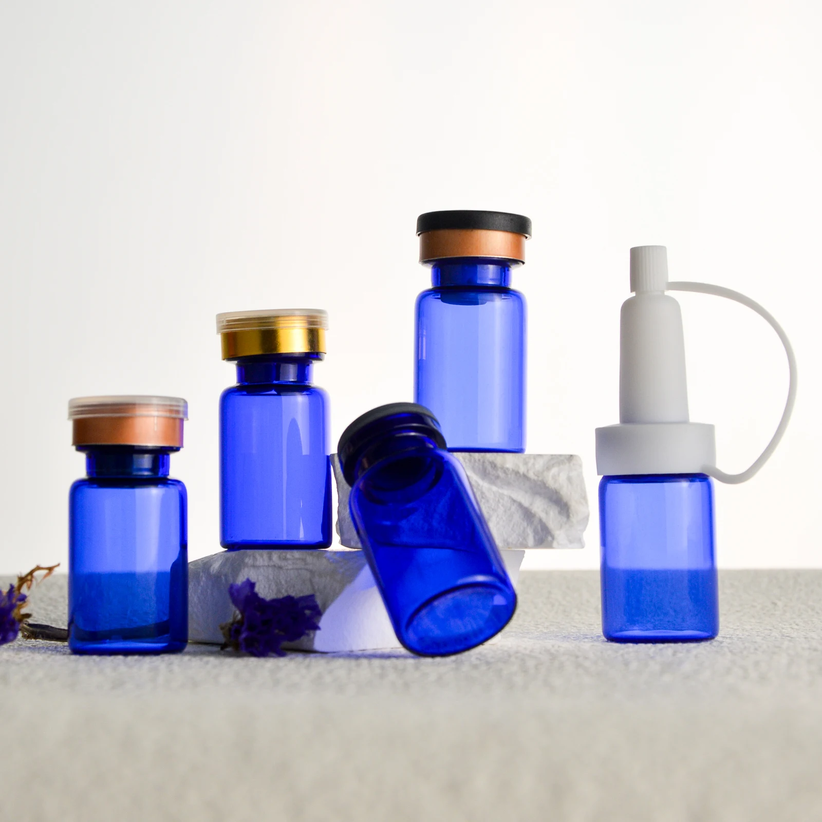 Blue Penicillin Bottle 3ml 5ml 7ml 10ml Bayonet Bottle Essence Liquid Subpackage Glass Empty Bottle Ampoule