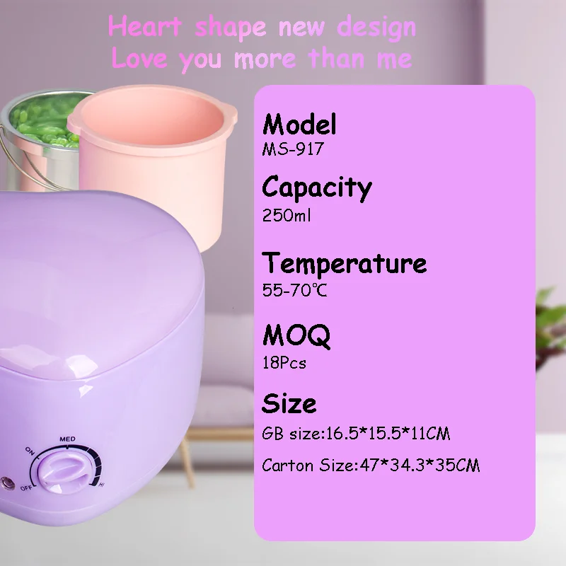 2024 Eco-friendly Heart Shaped House use Beauty Products Hair Removal Wax Heater Small Wax Machine for Home & Beauty salons