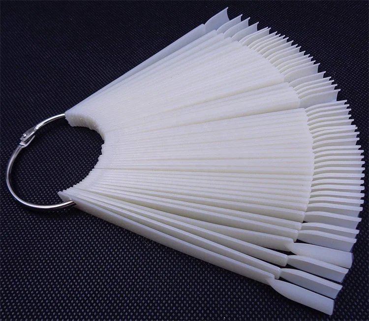 Jinyi 50 Tips Transparent With Metal Screw Split Ring Holder Polish Board Practice Sticks Tool Fan-shaped Nail Art Display Tips