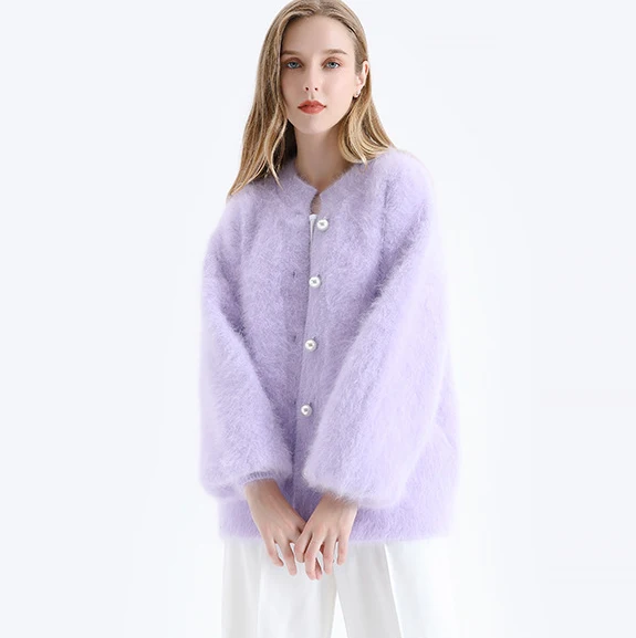 Latest fashion loose women knitted coat mink sweater