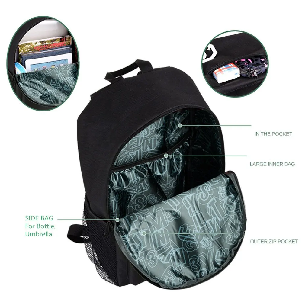 reflective  Back Pack Cartoon Luminous Travel Backpack School Bag with USB Charging Port and Anti-theft Lock