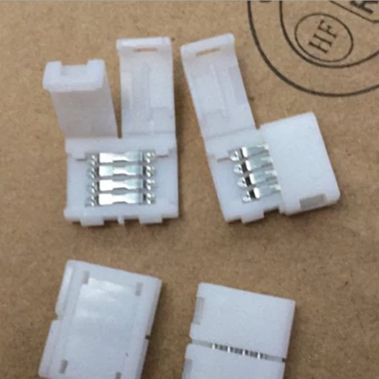 Solderless Adapter 4Pin Conductor Strip Connector for 10mm Wide 5050 RGB LED Strip Light