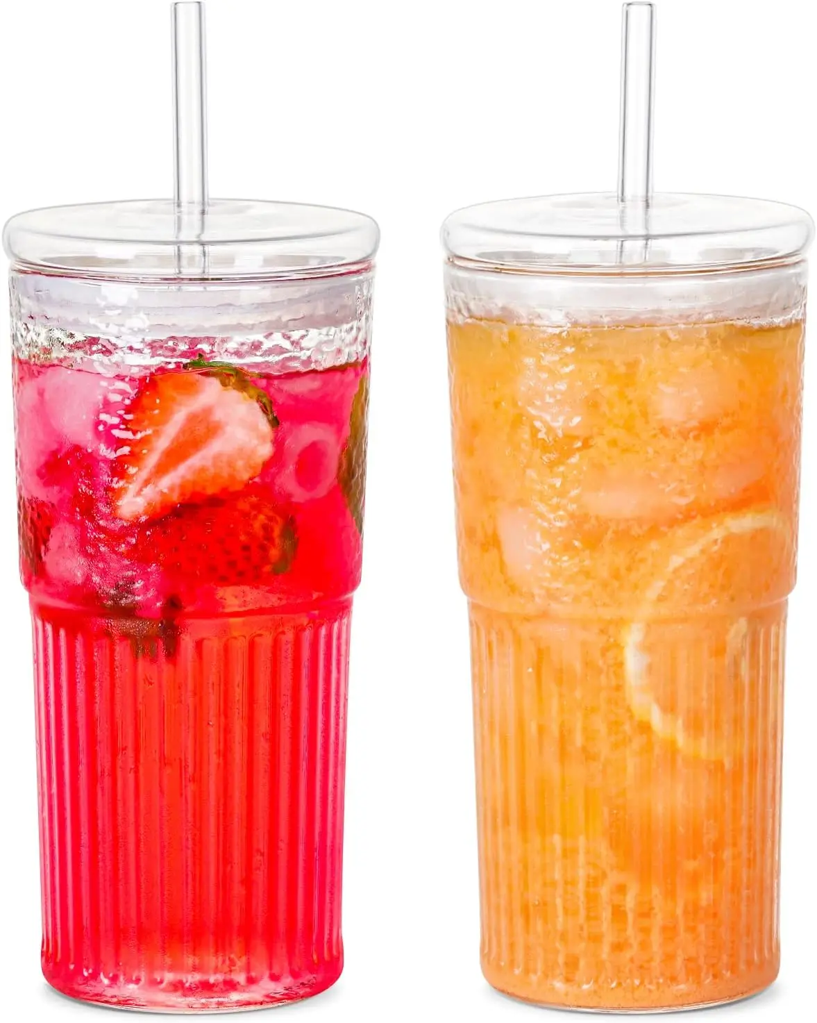 High Quality Drinking Glass Cups With Lids and Straws 20 OZ High Borosilicate Glass Tumbler Iced Coffee Water Smoothie