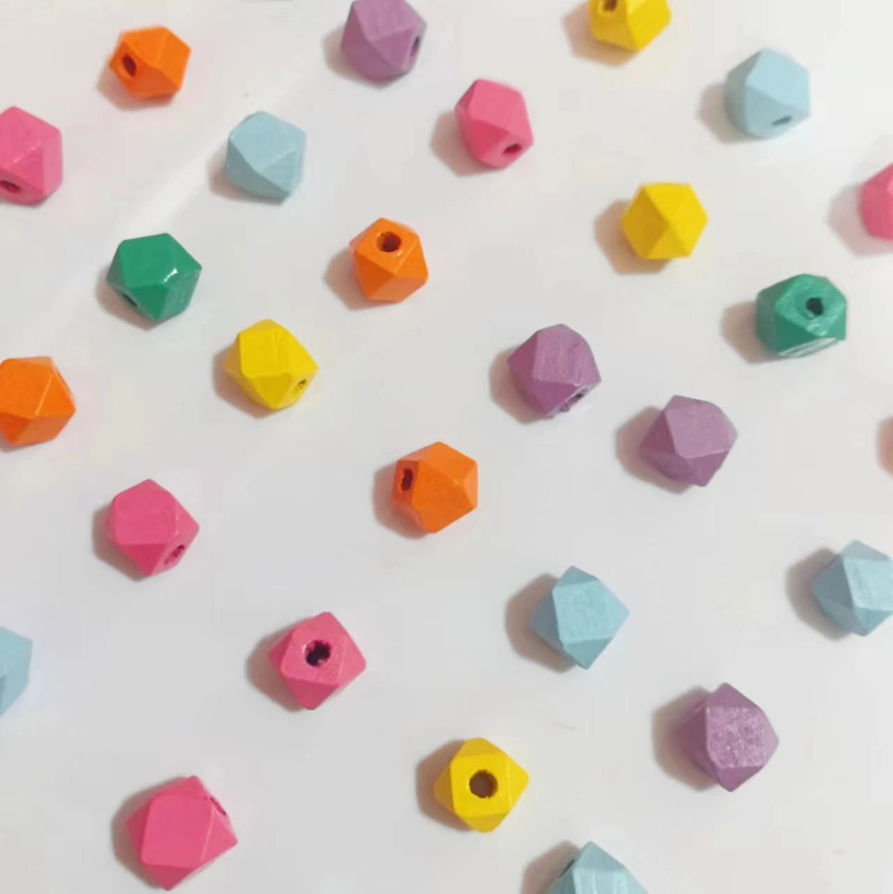 DIY accessories Loose beads wood beads octagonal wood color geometry 10mm jewelry accessories material