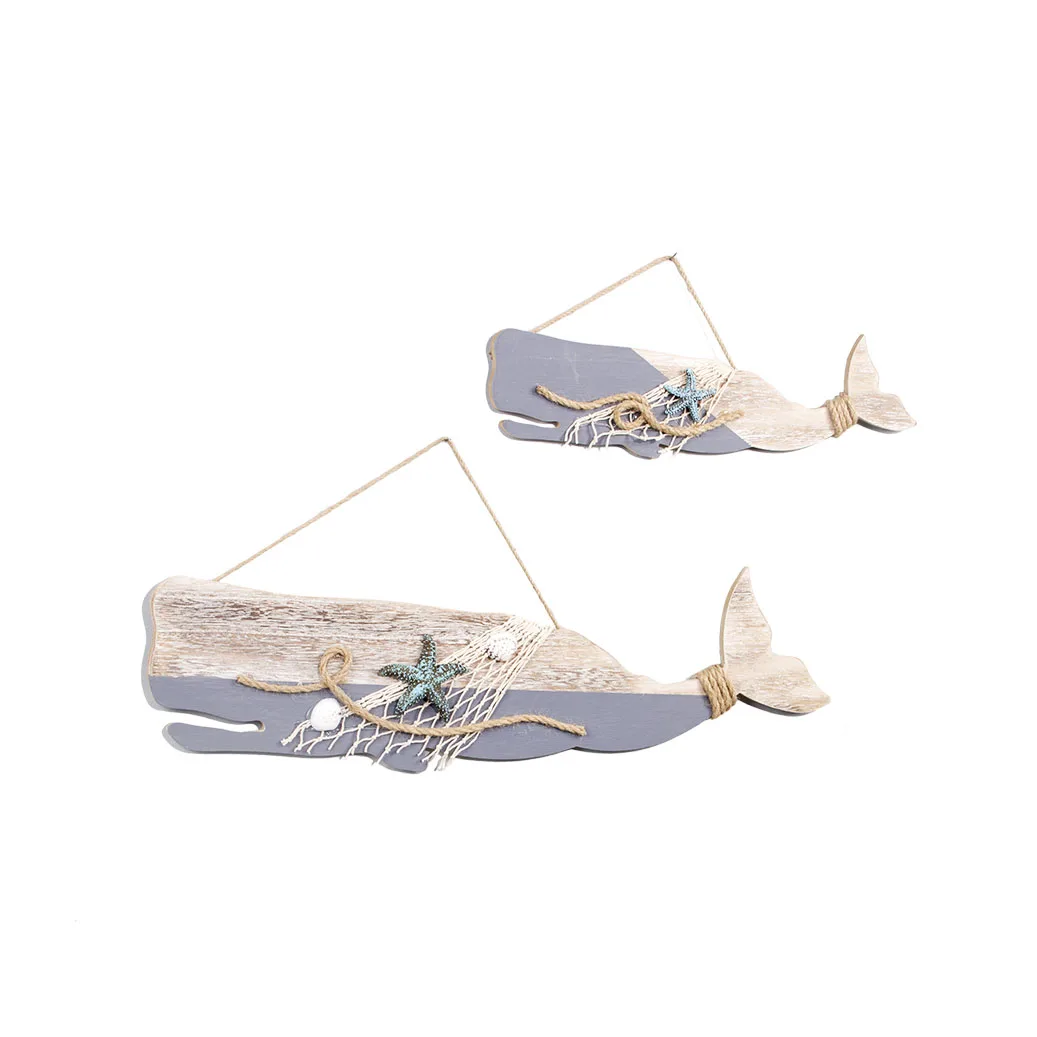 wooden crafts Cute Beach style Decorative MDF Whale pattern Wall Hanging Plaque