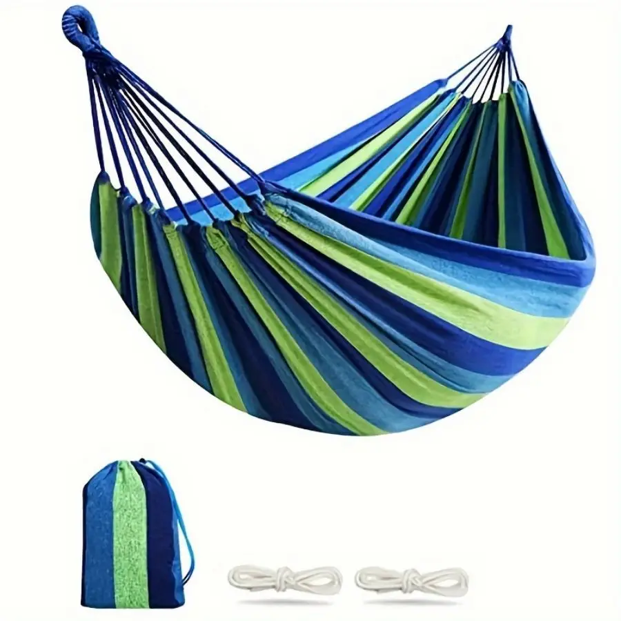 Outdoor heavy duty hammock stripe fabric nylon oxford custom design portable single camping hammock with Tree Straps