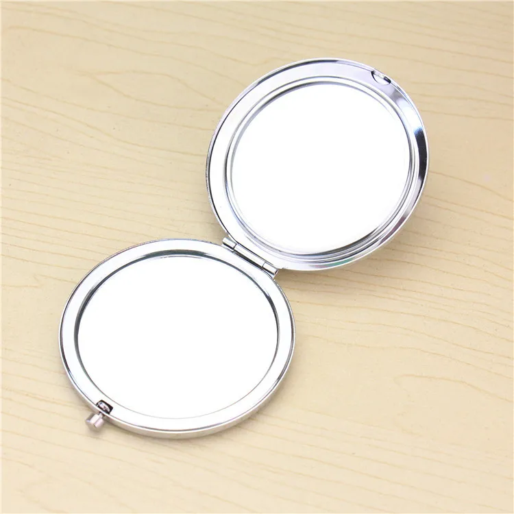 Souvenir Gift Hand Mirror Custom Made Diamond Shape Crystal Folding Pocket Mirror Customized Logo Metal Make Up Mirror