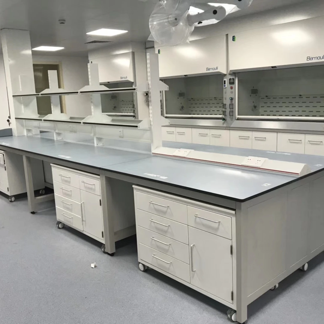 China Certified   Phenolic Resin Bench Top Metal Laboratory Table Central Bench