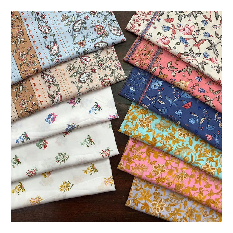 30s Rayon Challis Printed Double-sided Positioning Printed Fabric Bohemian Holiday Dress Fabric