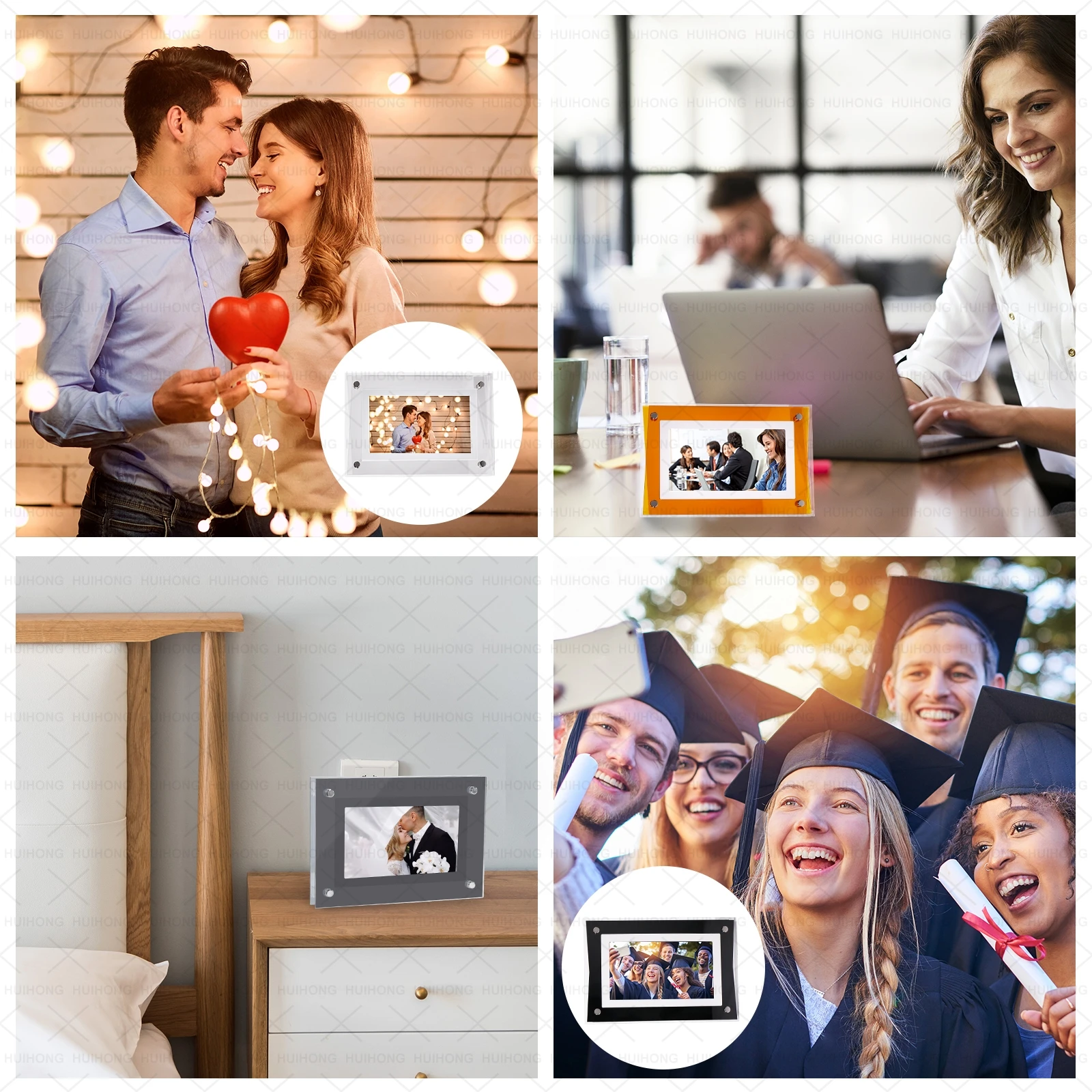 Hot sale wholesale Colorful NFT Transparent electronic album digital exclusive Acrylic player motion video photo frame