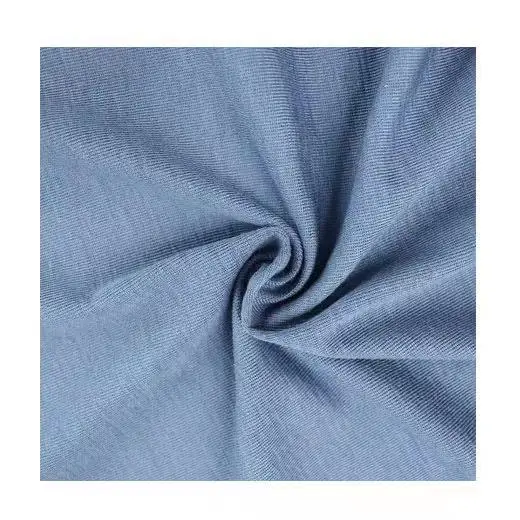Синяя ультратонкая мягкая эластичная трикотажная ткань из 100% шерсти мериноса