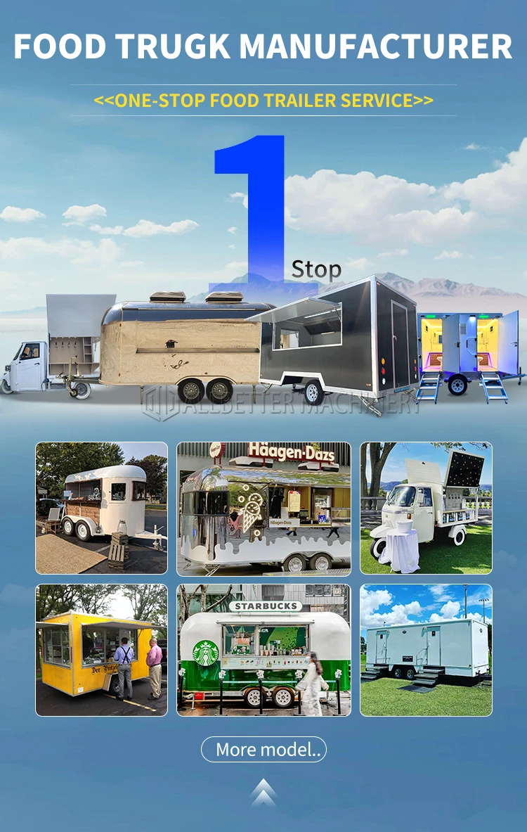 Mobile Ice Cream Coffee BBQ Fast Food Truck Fully Equipped Airstream Bar Mobile Kitchen Food Trailer for Sale