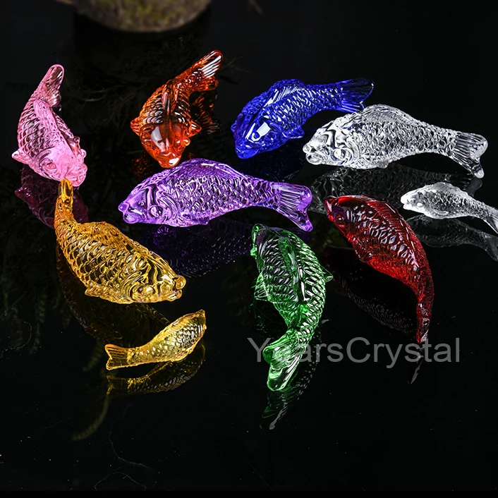 Suncatcher Crystal Glass Goldfish Animal Figurines Miniature Hand Made Modern Craft Home Decor Accessories crystal fish