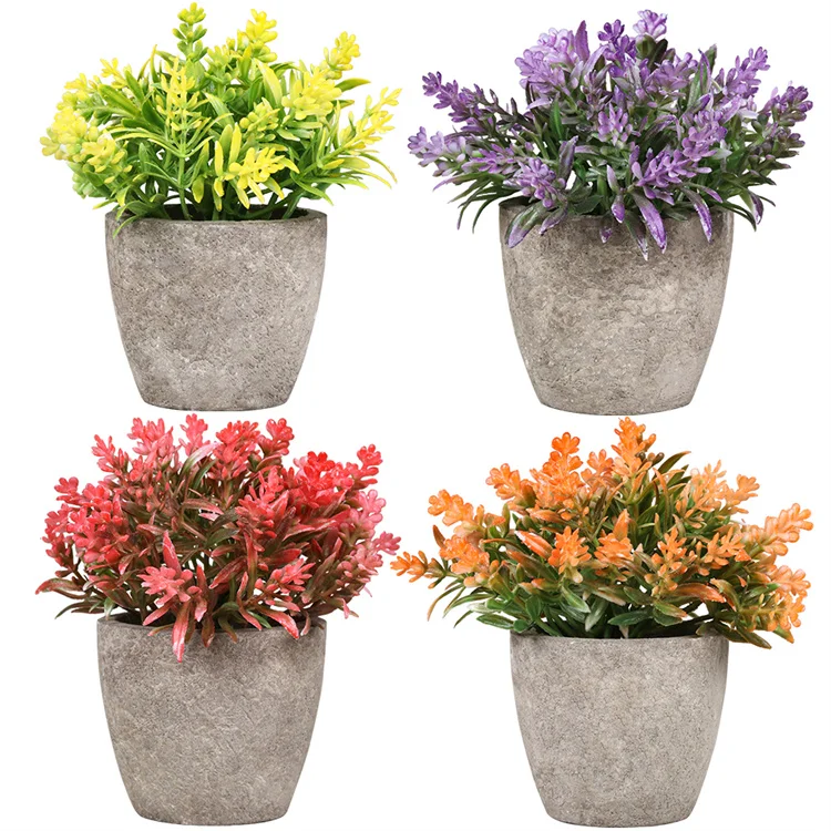 Mini Potted Artificial Plant Realistic Faux Plants Flower in Pot for Shelf Small Fake Plants Indoor for Decoration