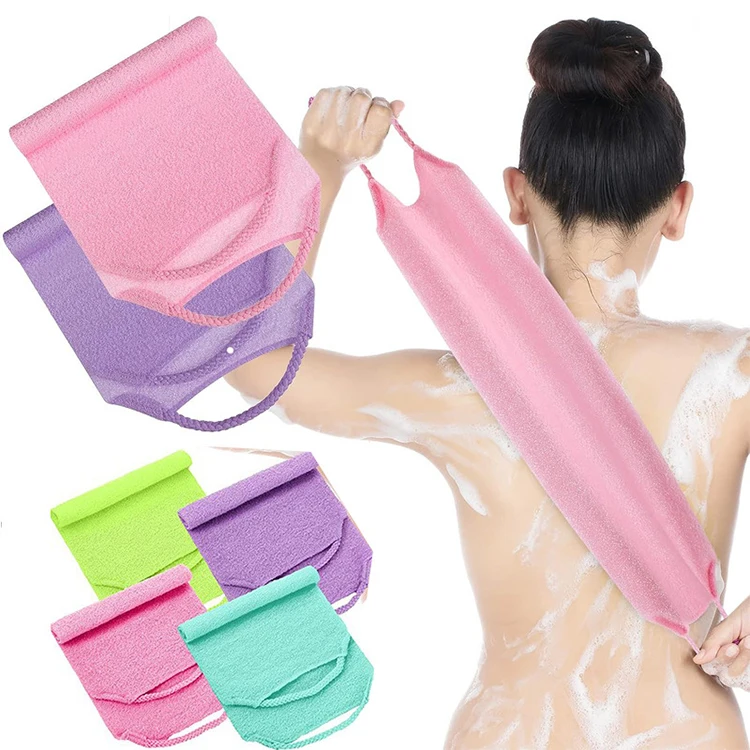 Exfoliator Scrubber Back with Handles Exfoliating Towel Body Exfoliator Back Washer Scrubber Stretchable Pull Strap