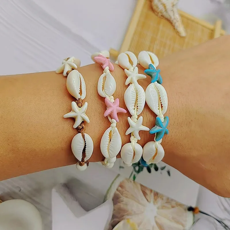 7 colors Sea blue turquoise beads natural shell hand-woven student bracelet for gift