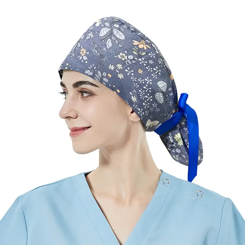 Adjustable Hospital Medical Working Cap Nursing Surgical Nurses Hair Caps Hat For Long Hair Scrub Bonnets