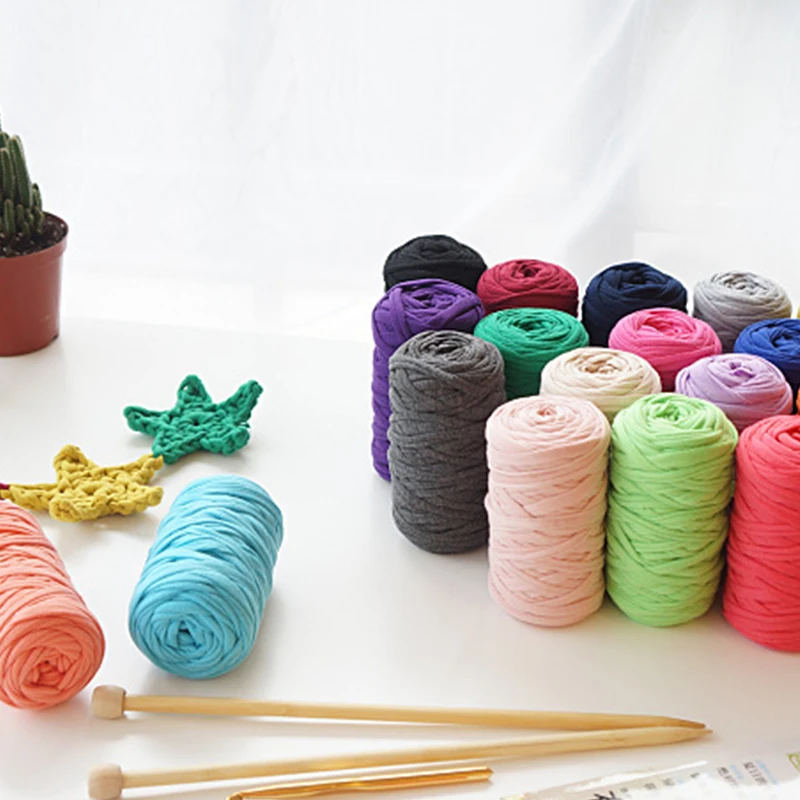 ZENGLONG 210g 1ply 35% cotton 65% polyester hand knitting blended yarn t-shirt yarns crochet colorful tshirt
