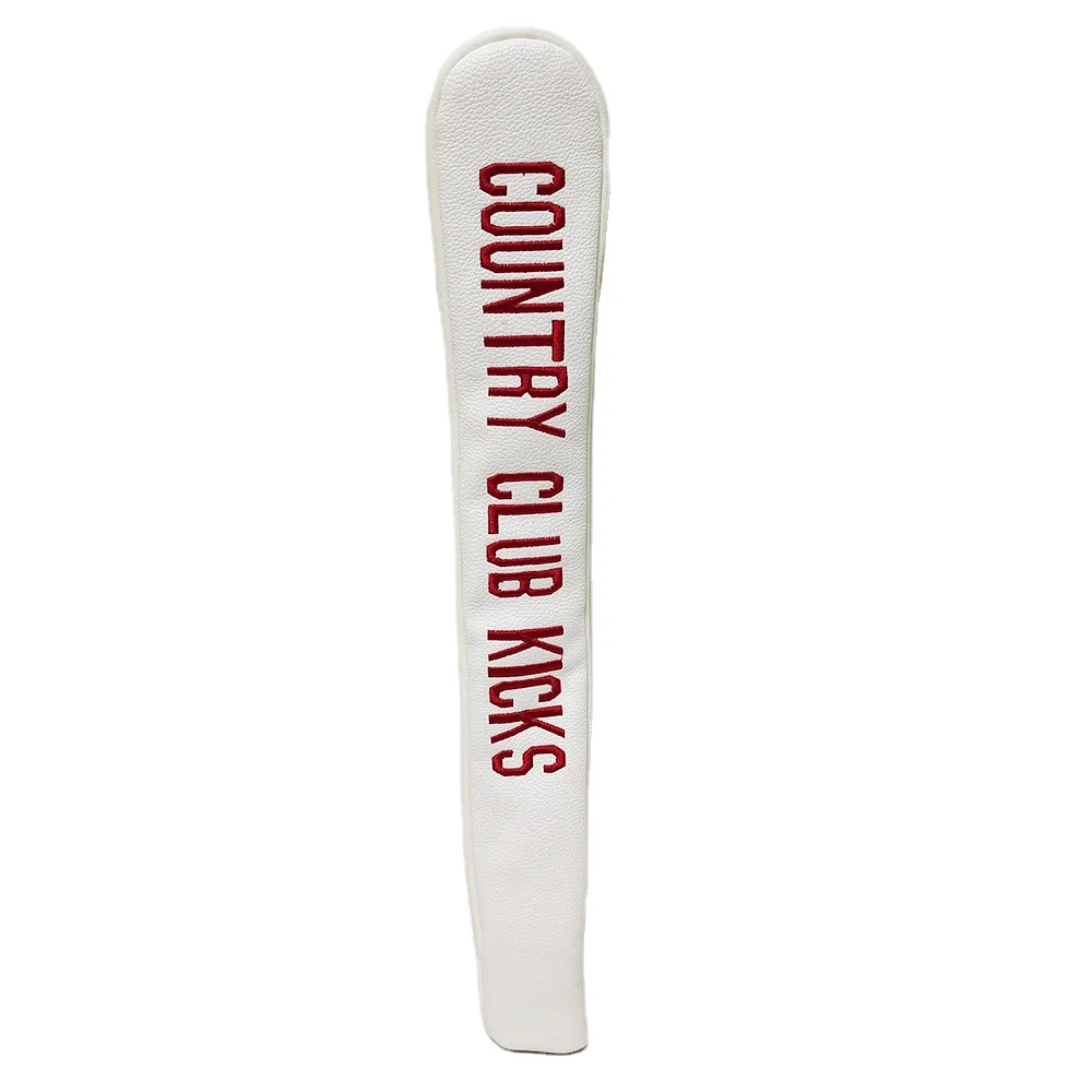 Custom Design Premium PU Leather Alignment Stick Covers Embroidered Waterproof Golf Club Headcover