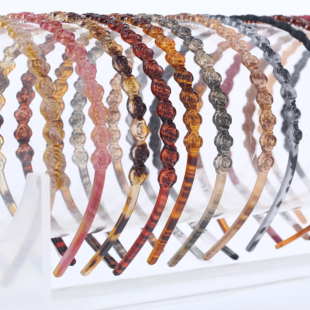 Fashion Effortless Flower Decor Headband for Women Girls Colorful Hair Headbands with Teeth for Kids Teens Lady