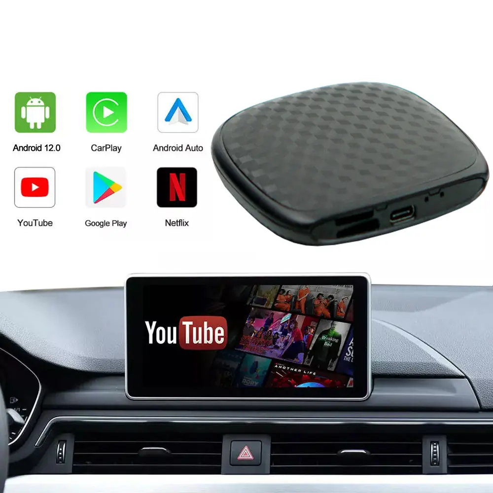 CarPlay AI Box with Android 13 Wireless CarPlay Android Auto Support 4G SIM Card HDMI Output 4+64G Memory