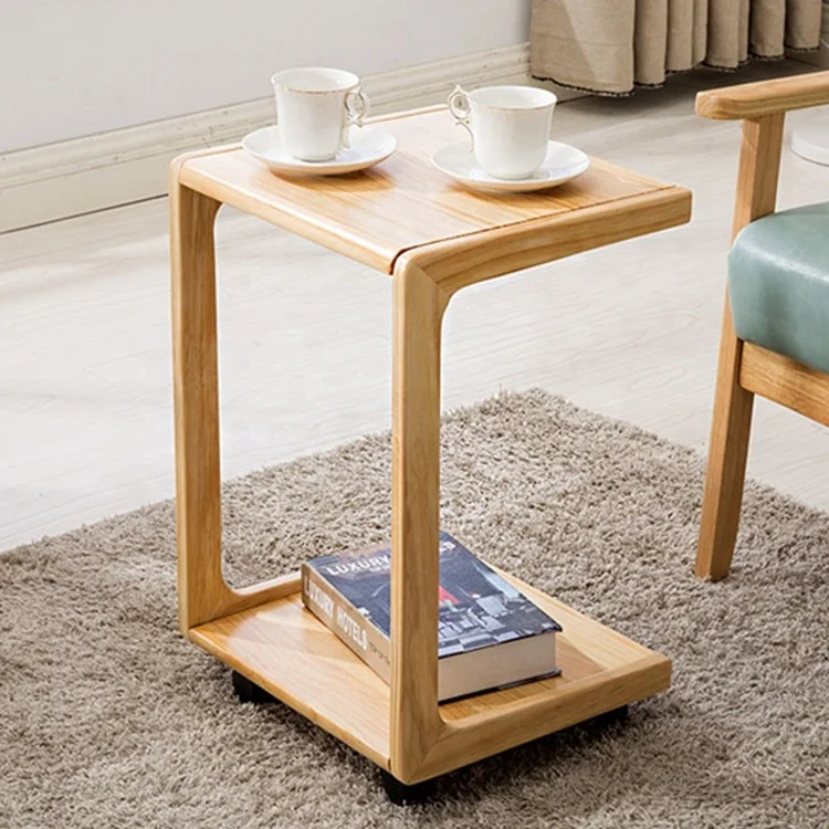 Simple Mini Multi-functional Removable Small Coffee Table Tray Bamboo With Wheels