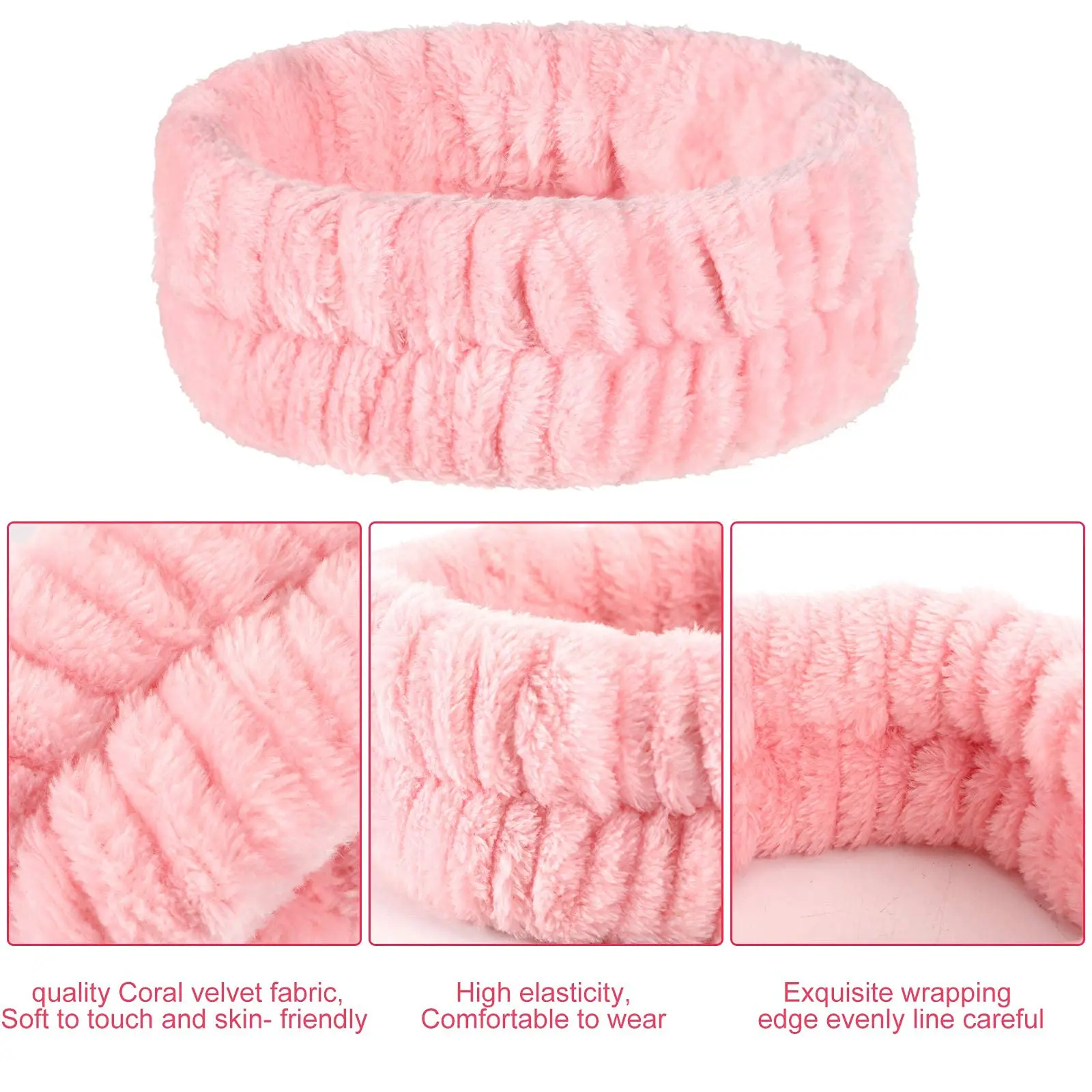 Spa Headband Wrist Washband Face Wash Set with 2 Washband Prevent Liquids Spilling Down Hair Wrap For Women Girls