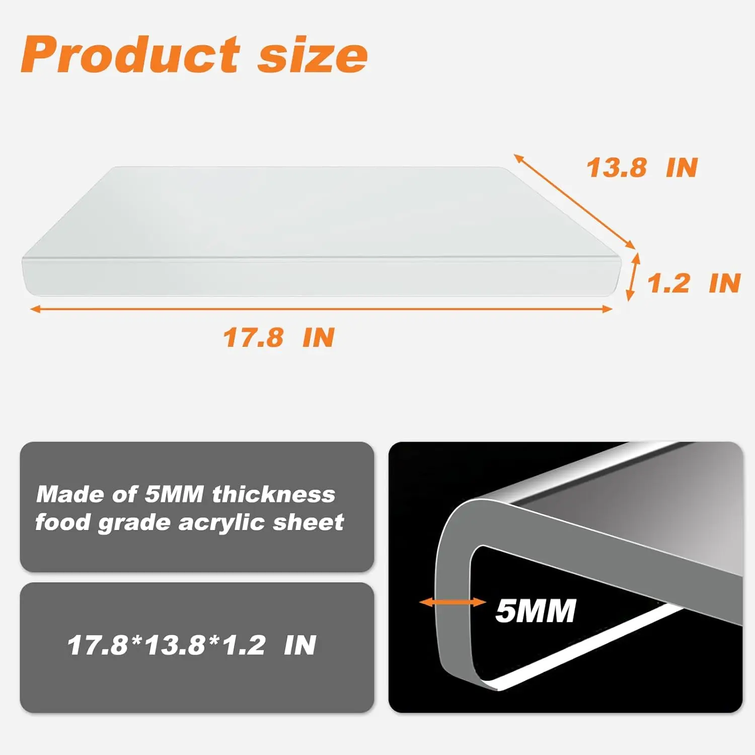 Custom Acrylic Plastic Counter Clear Clear Acrylic Cutting Board with Lip for  Kitchen Acrylic Transparent Cutting Board