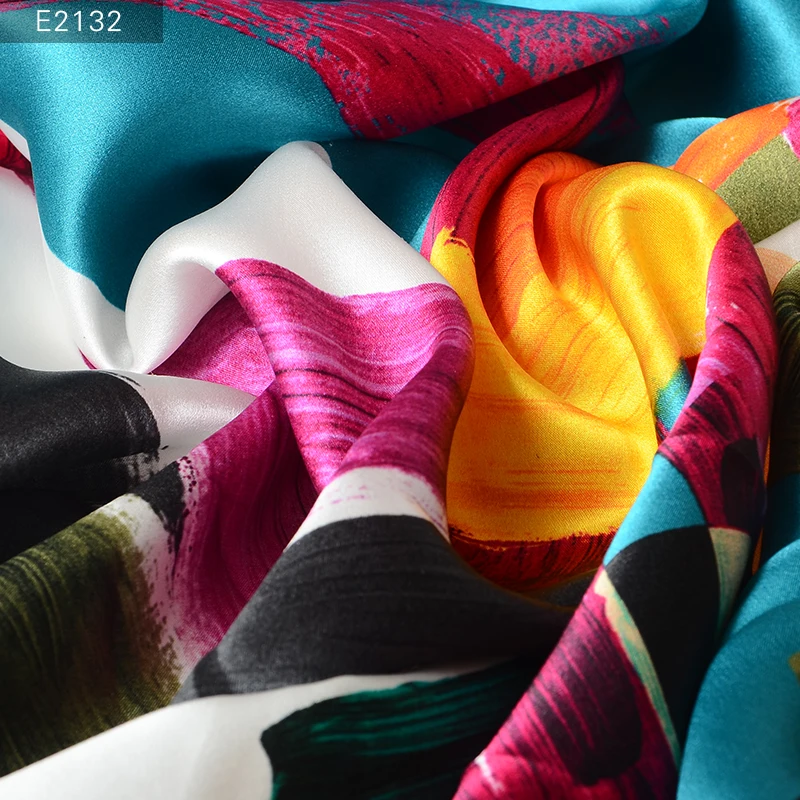 
E2112 Silk floral silk cloth africa abstract colorful 100% pure printed satin silk fabric 