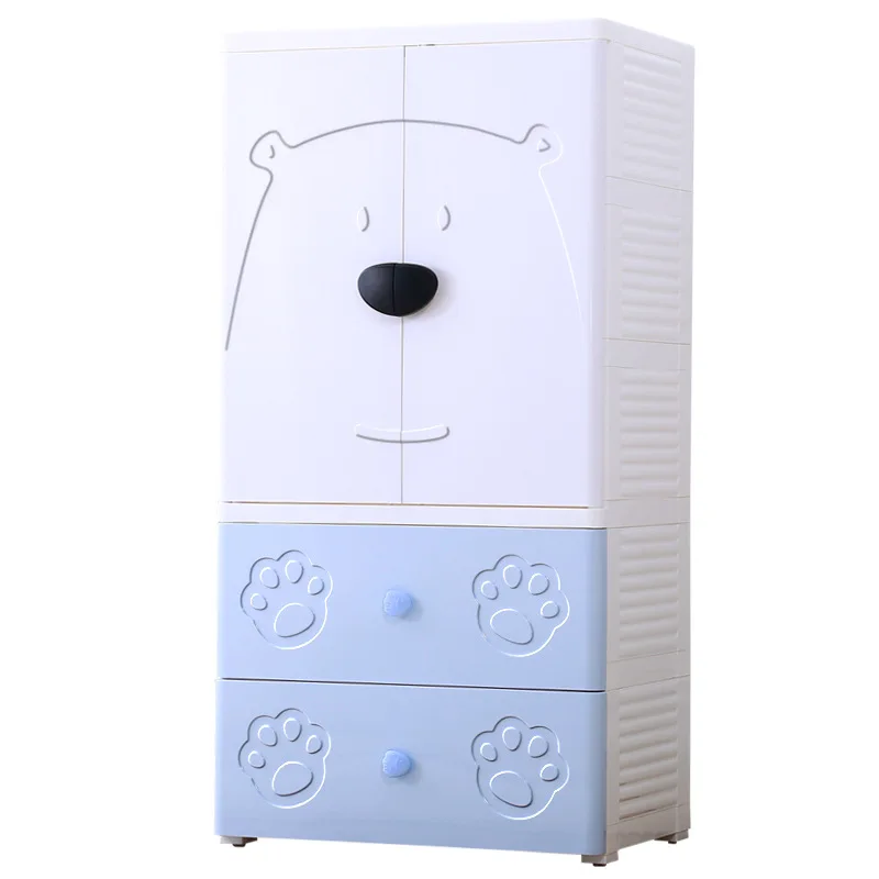 Smart-Furn toy storage cabinet for baby kid child organizer plastic drawer shelf wardrobe bear shape cloth shelve bin and closet