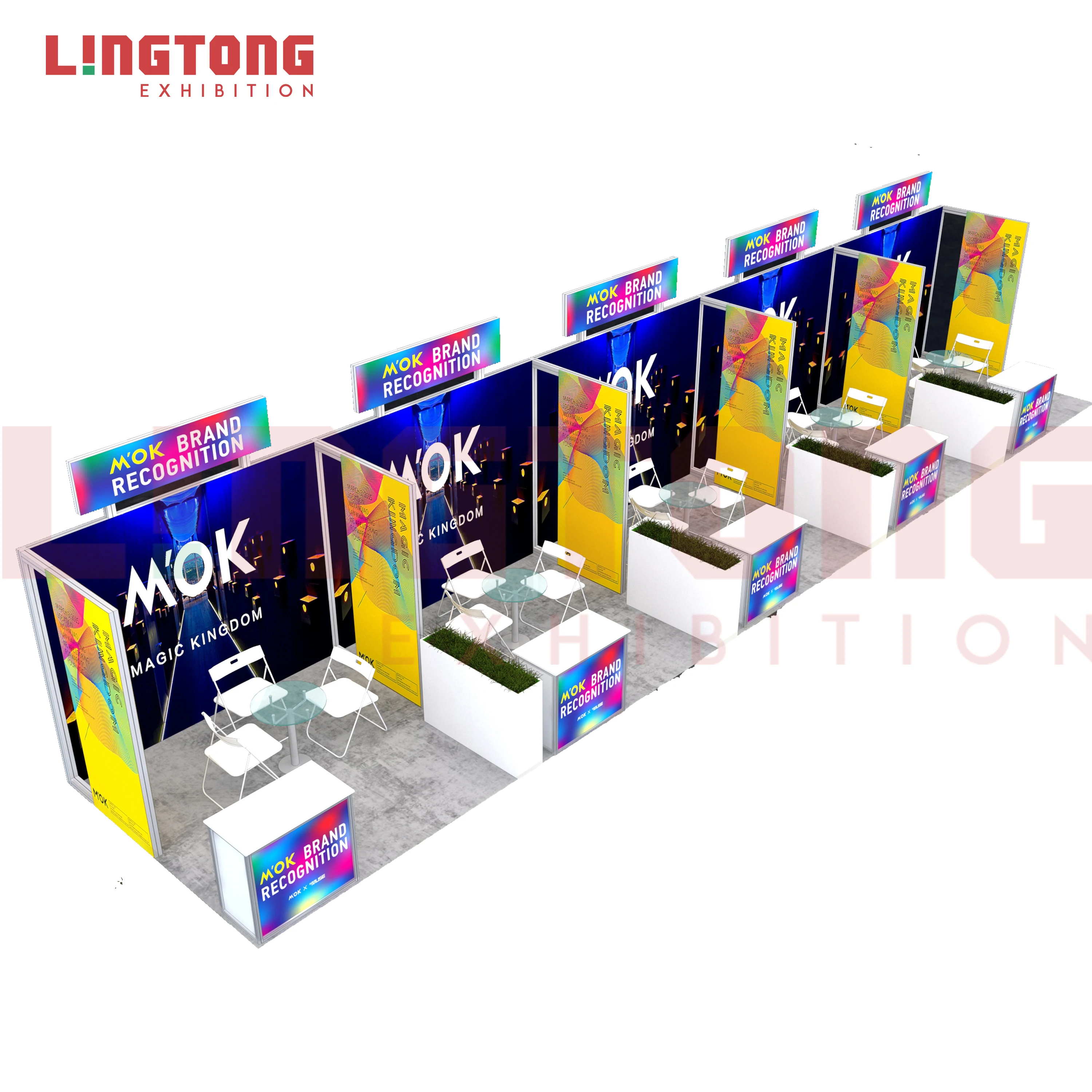 Customized 80mm aluminum extrusion fabric frame booth stand special design for tradeshow and technical show