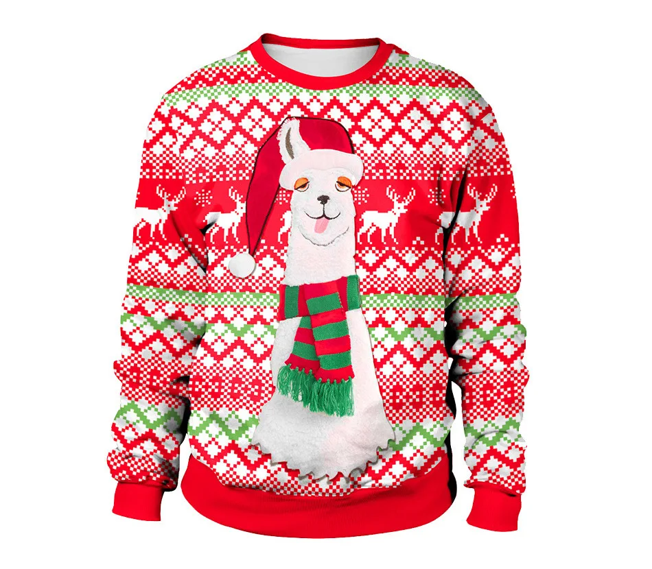 Custom 2021 Holiday Winter Long Sleeve Cartoon sweater Men Knitted Acrylic Ugly Christmas Sweater Customized