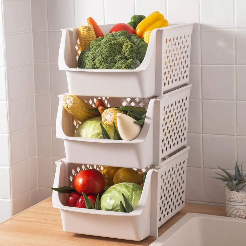 Stackable Wire Mesh Basket Shelf for Kitchen Counter Steel Wire Basket for Storage