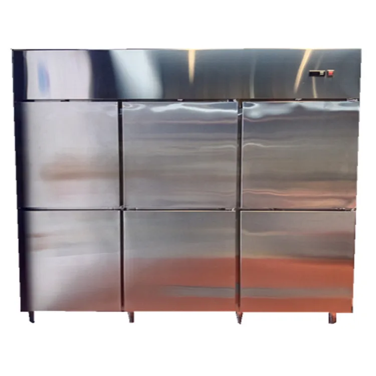 Direct Cooling Six Door Double Upright Stainless Steel Kitchen used glass showcases Refrigerators Equipment FREEZER
