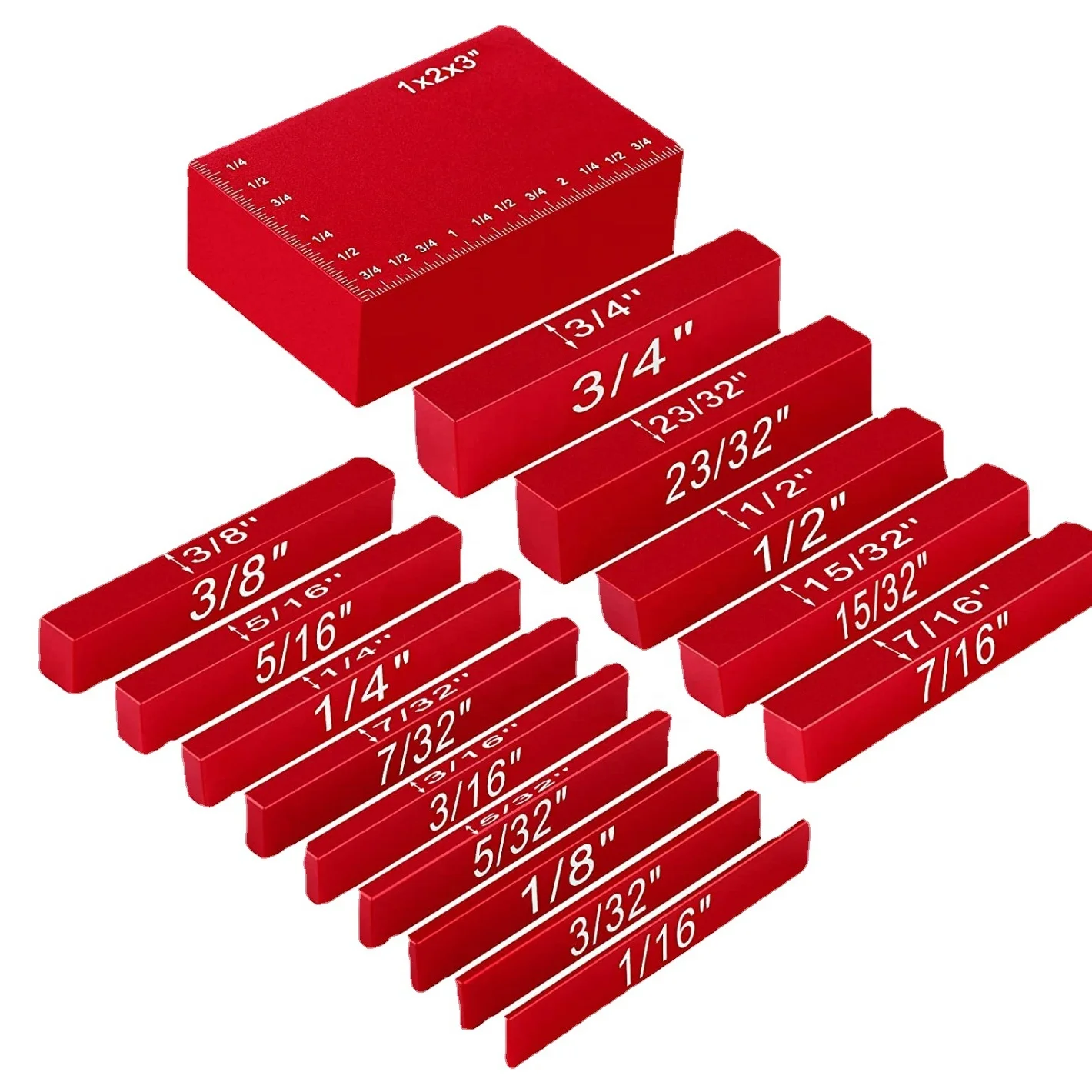 XSY Setup Blocks Woodworking Tools 6-Piece Gauge Block Set with Precise Ruler Marked Bars Solid Aluminum Table Saw Accessories