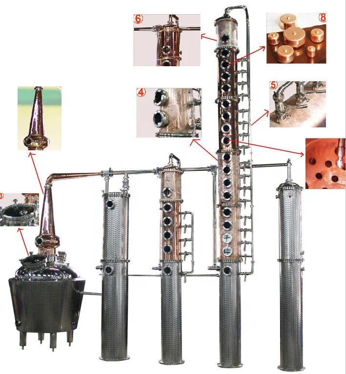 DYE 500l vacuum stainless steel wine alcohol distiller ethanol distillation tower